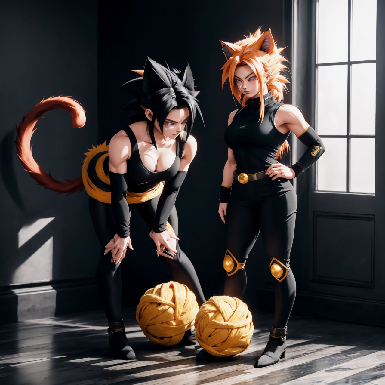 Cover art for Saiyan catgirls and the 7 wool balls, a dragon ball scenario on AI Dungeon