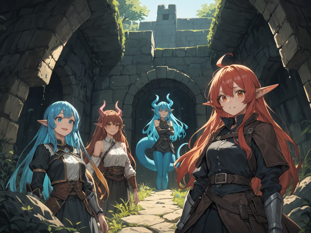 Cover art for 🇩🇪 Monstermädchen-Verliese, a dungeon scenario on AI Dungeon