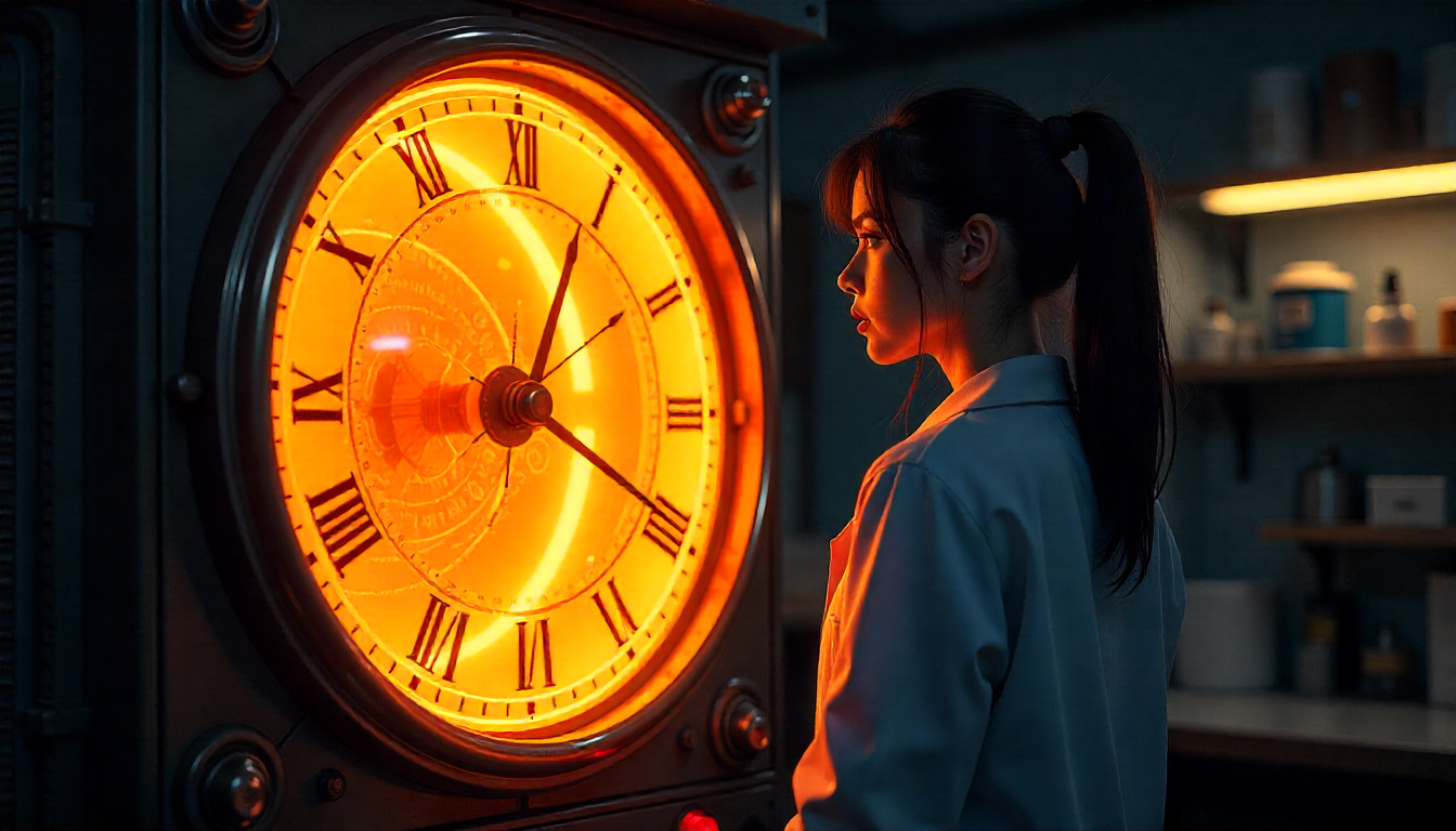 Cover art for The Timekeeper’s Child, a time travel scenario on AI Dungeon