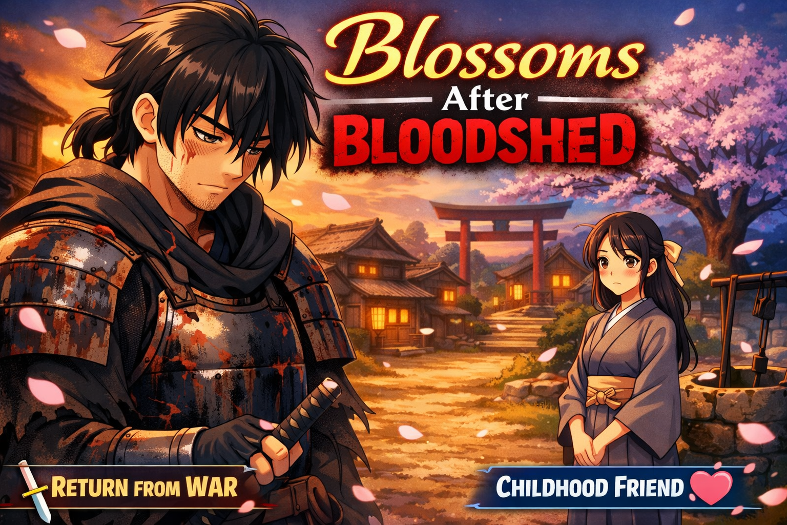 Cover art for Blossoms After Bloodshed, a samurai scenario on AI Dungeon