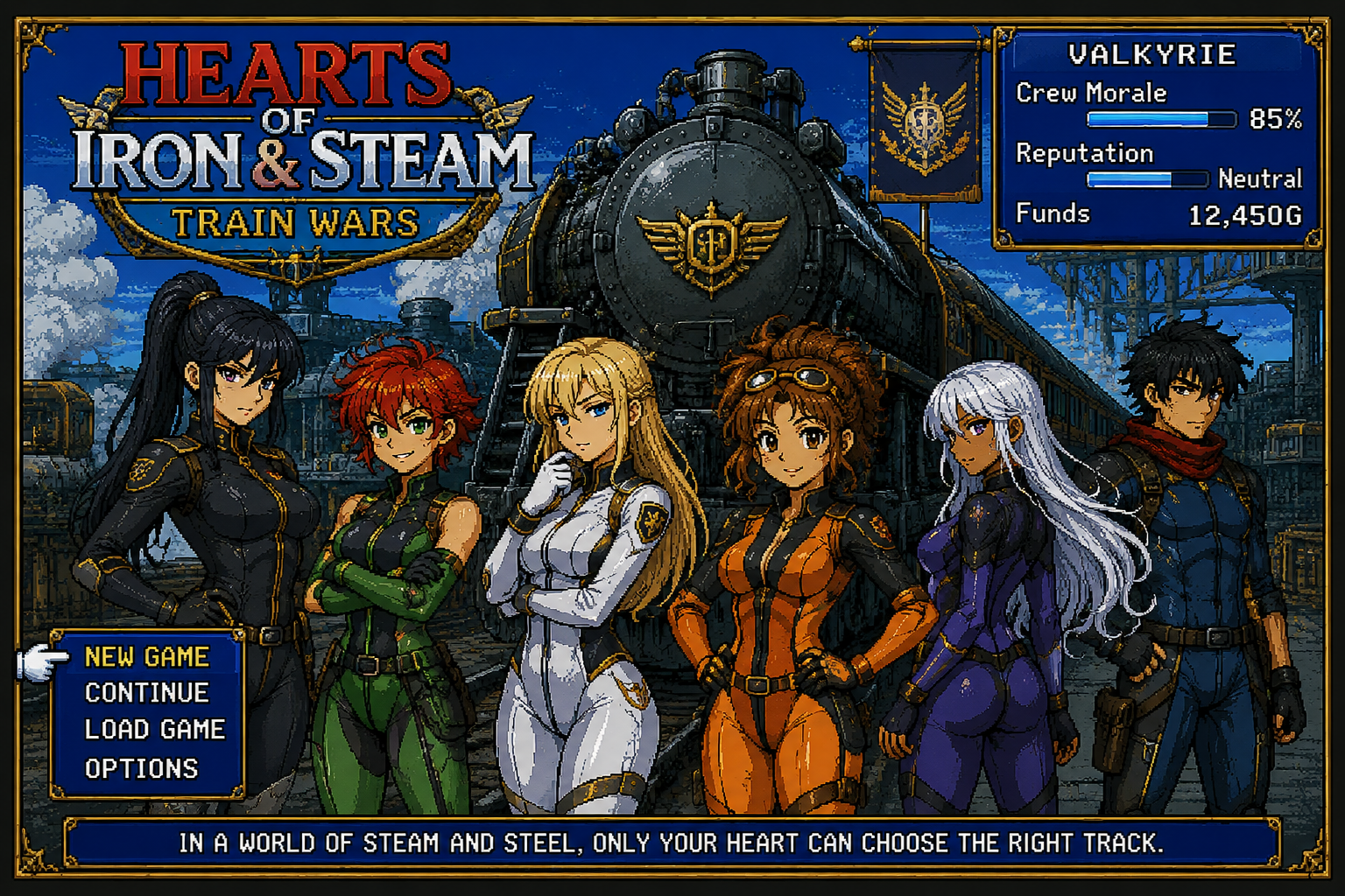 Cover art for HEARTS OF IRON & STEAM, a romance scenario on AI Dungeon