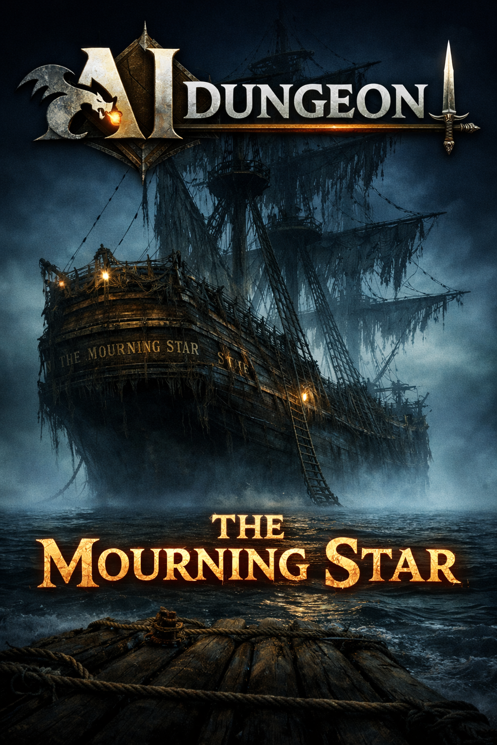 Cover art for The Ghost Ship of Blackwake Sea, a ship scenario on AI Dungeon