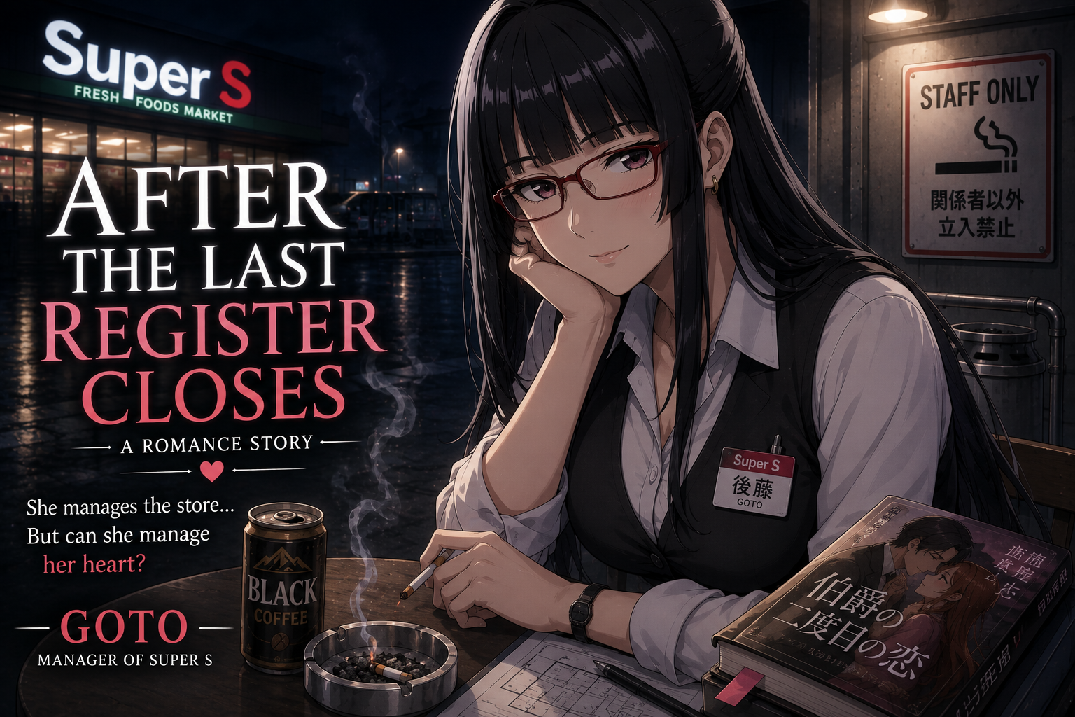 Cover art for After the Last Register Closes, a romance scenario on AI Dungeon