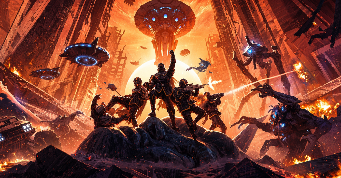Cover art for Helldivers: Heart of Democracy , a helldivers scenario on AI Dungeon