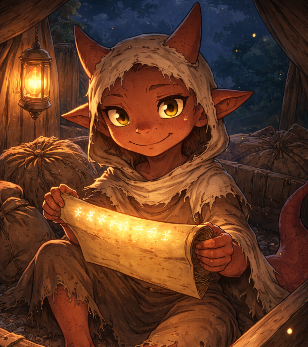Cover art for The Kobold Prisoner who stole your body, a kobold scenario on AI Dungeon