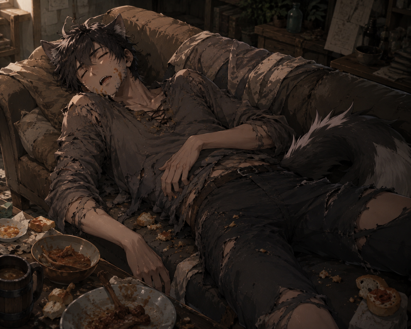 Cover art for There is a wolf on my couch, a wolf boy scenario on AI Dungeon