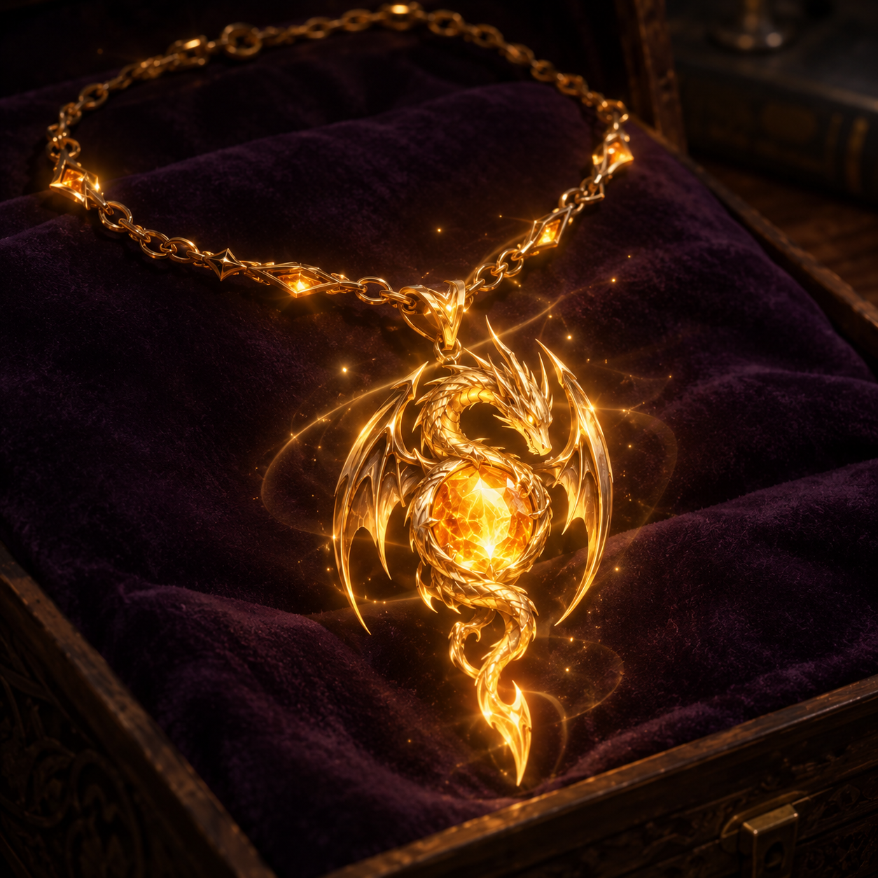 Cover art for Golden Dragon Necklace, a dragon scenario on AI Dungeon
