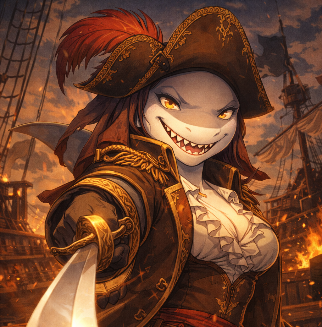 Cover art for Welcome Aboard Matey, a shark scenario on AI Dungeon