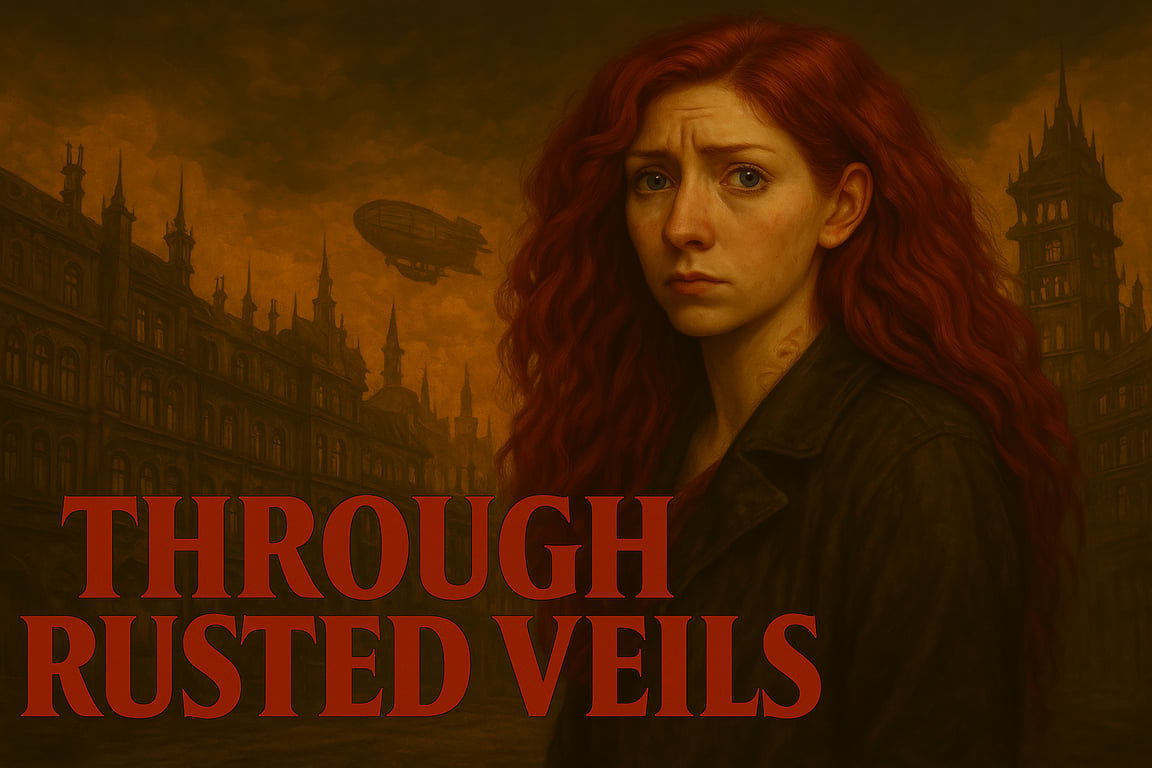 Cover art for Through Rusted Veils, a steampunk scenario on AI Dungeon