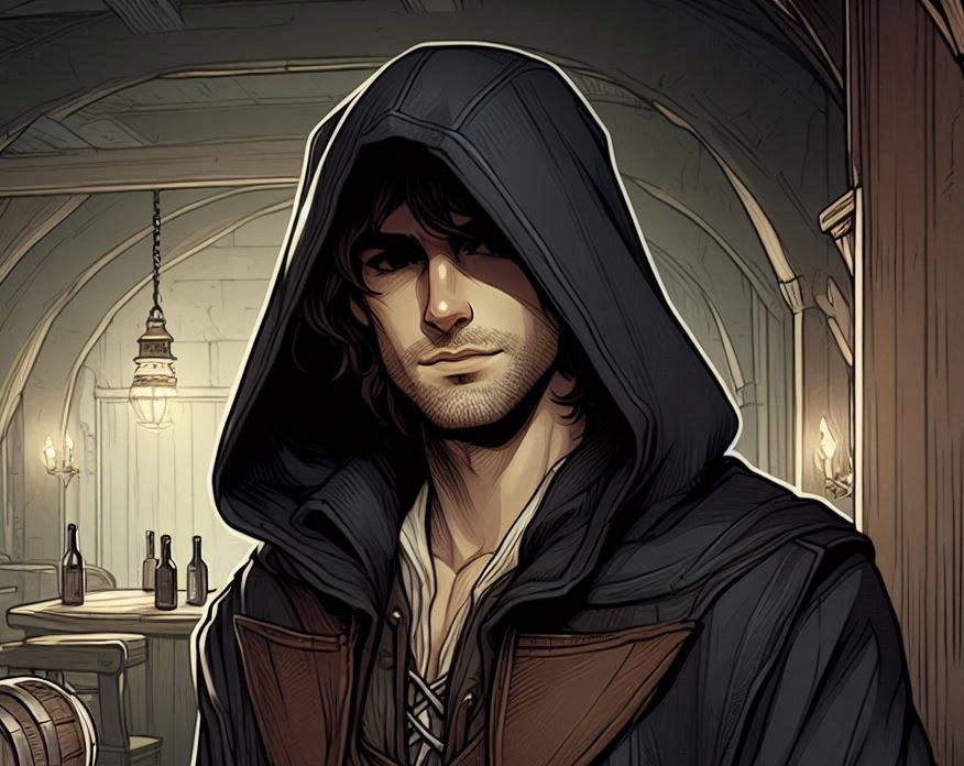 Cover art for The Rogue In The Corner of Your Tavern., a fantasy scenario on AI Dungeon