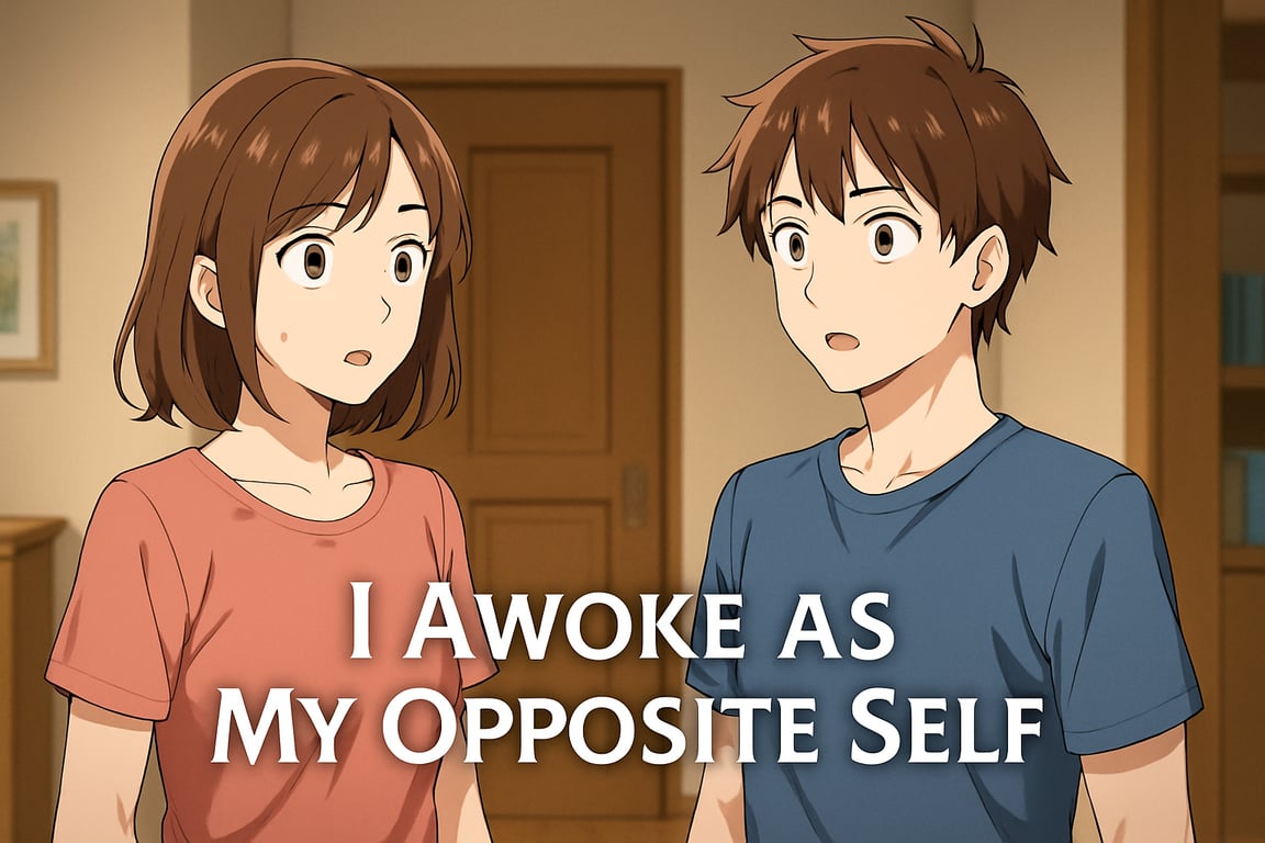 Cover art for I Awoke as My Opposite Self!, a comedy scenario on AI Dungeon