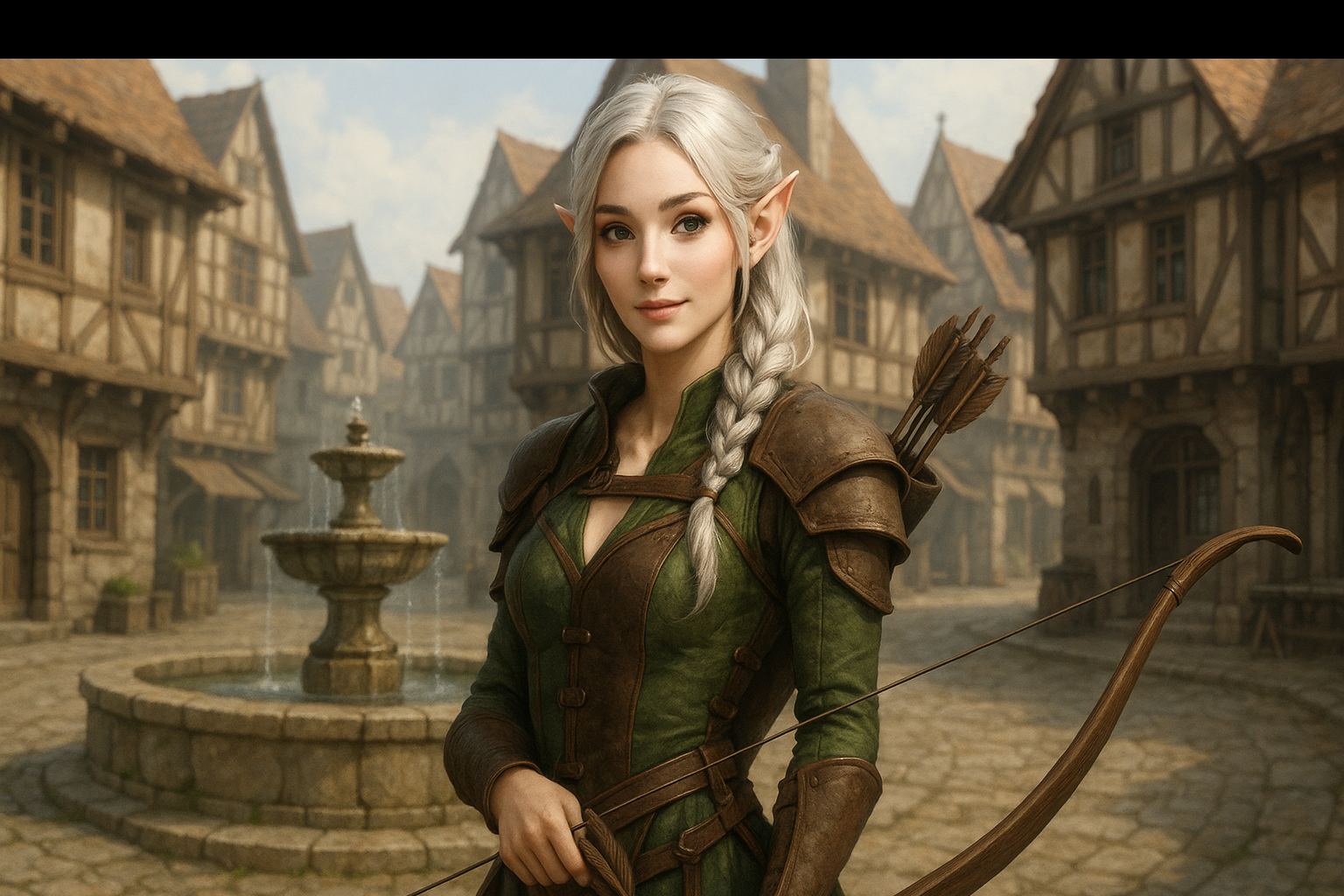 Cover art for Forbidden Embrace: A Human’s Love for an Elf Ranger, a fantasy scenario on AI Dungeon