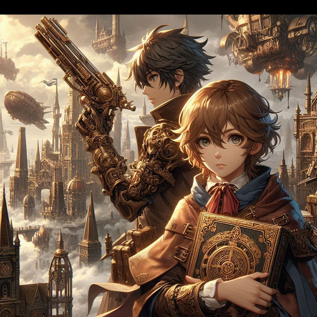Cover art for Veridia: A divided steampunk realm of gunblades and airships , a steampunk scenario on AI Dungeon