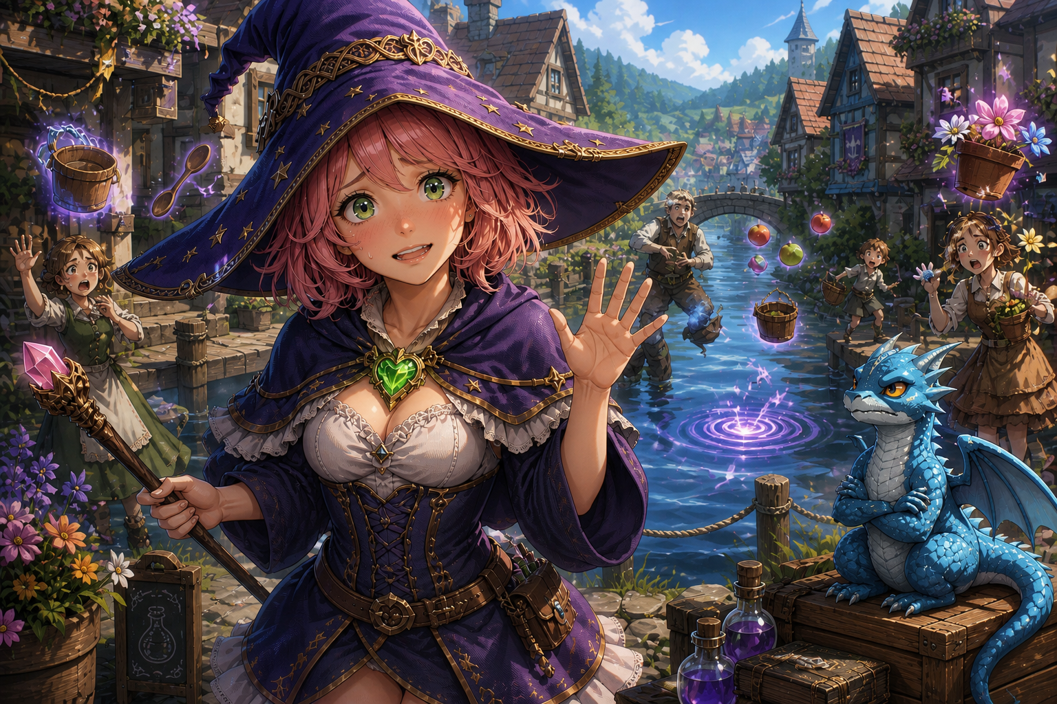Cover art for Assistant to a Clumsy Mage: Trouble in Tallowbrook, a fantasy scenario on AI Dungeon