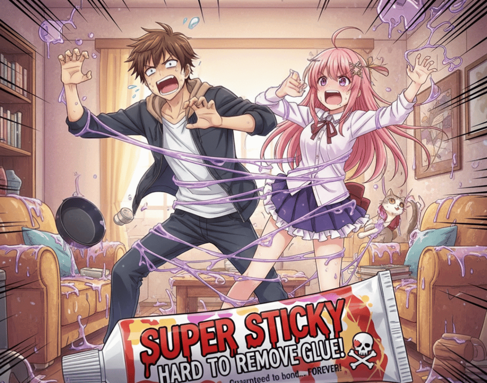 Cover art for You've accidentally glued that to something., a romantic scenario on AI Dungeon