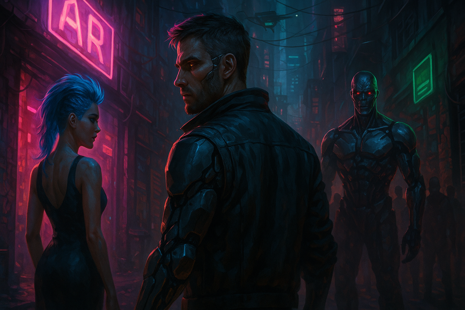 Cover art for Cyberpunk 2079, a night city adventure on AI Dungeon