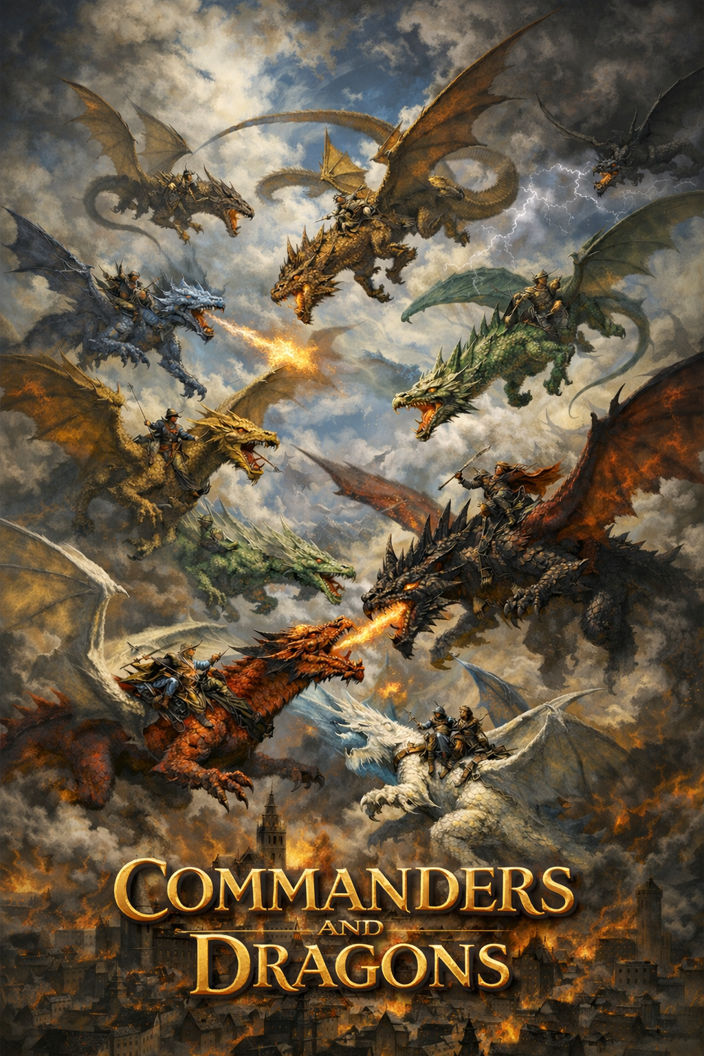 Cover art for Commanders and Dragons, a dragon scenario on AI Dungeon