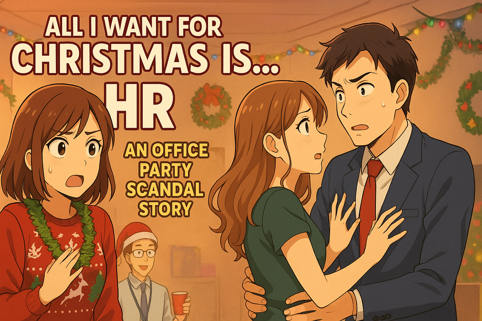Cover art for All I Want for Christmas Is… HR: An Office Party Scandal Story, a holiday scenario on AI Dungeon