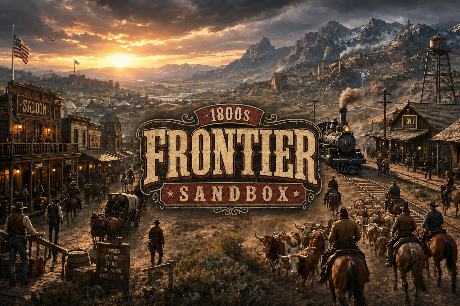 Cover art for 1800s Frontier Sandbox, a historical scenario on AI Dungeon