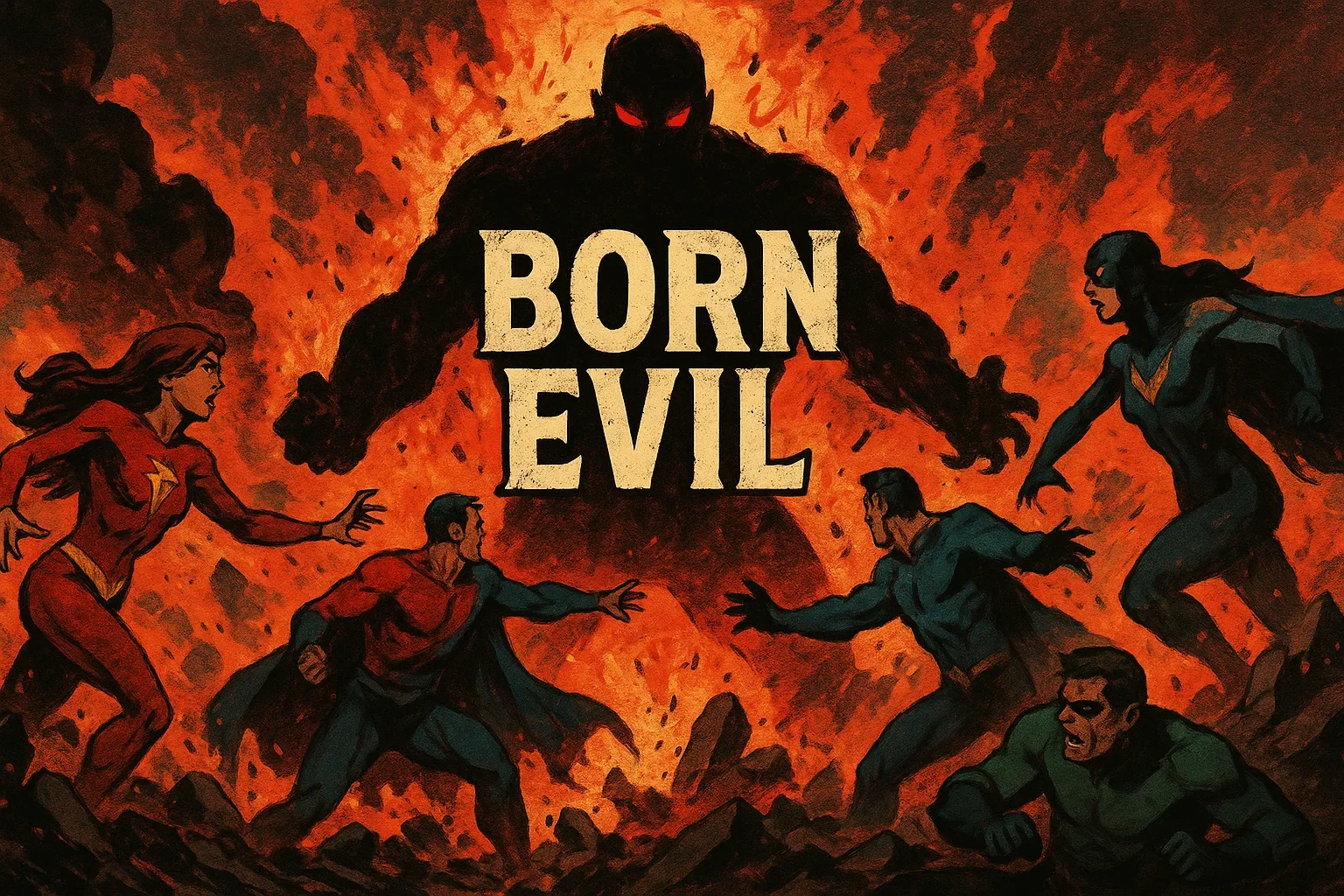 Cover art for Born Evil, a superhero scenario on AI Dungeon