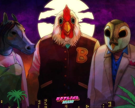 Cover art for Hotline Miami, an action scenario on AI Dungeon