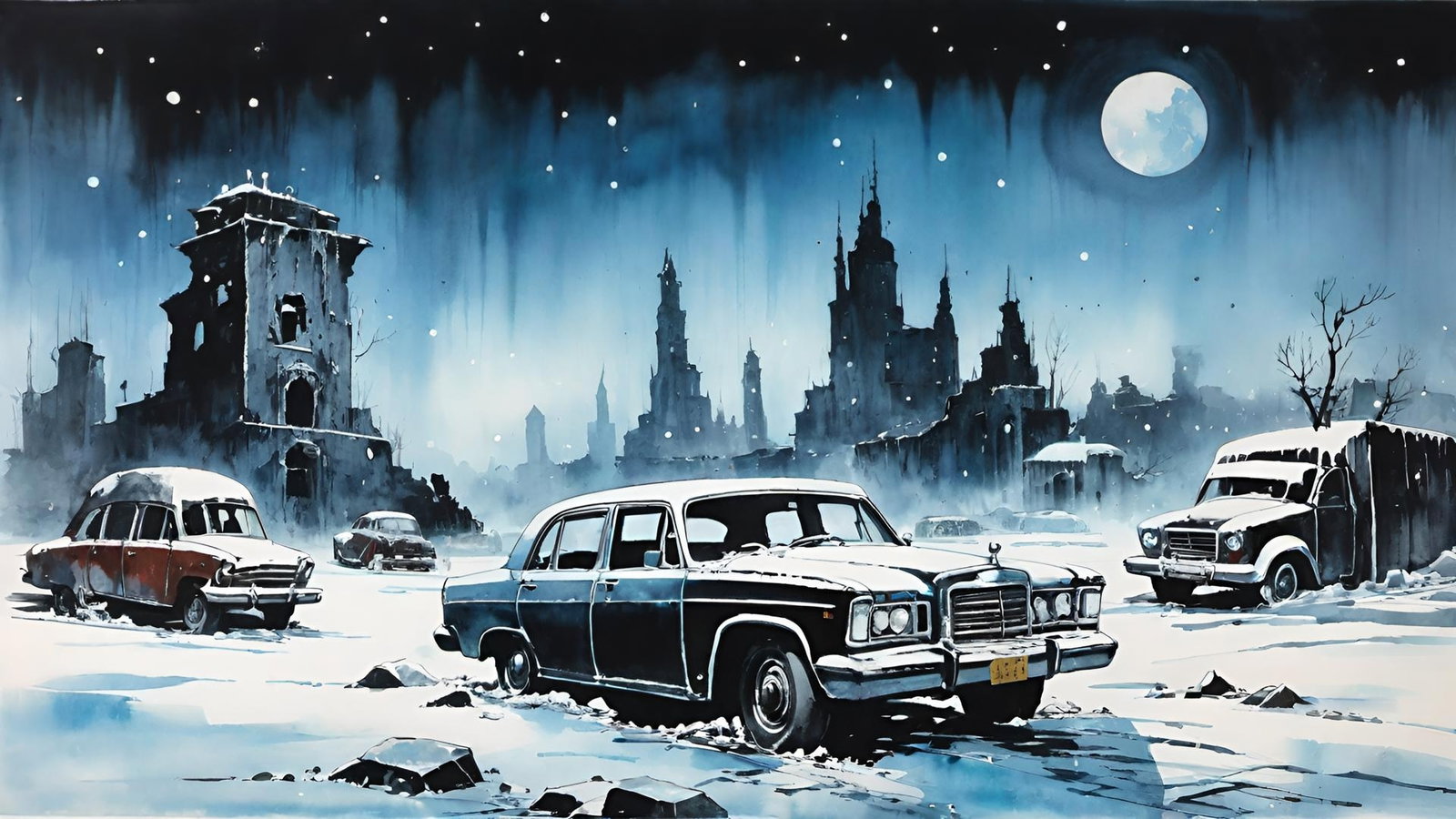 Cover art for A spark in the dark night, a post apocalyptic scenario on AI Dungeon
