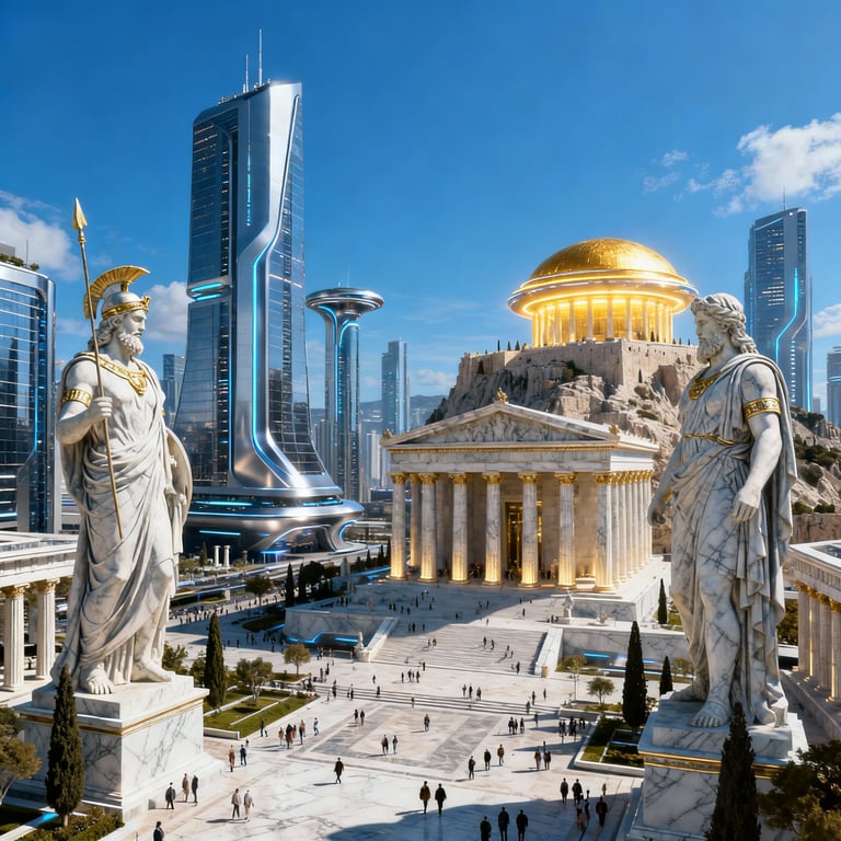 Cover art for Greek Mythology: Modern, a greek mythology scenario on AI Dungeon