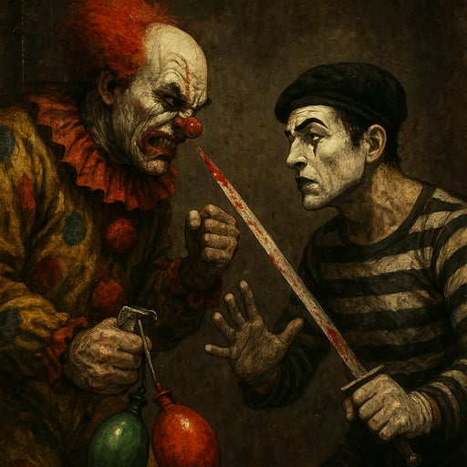Cover art for The Clown-Mime Wars on AI Dungeon