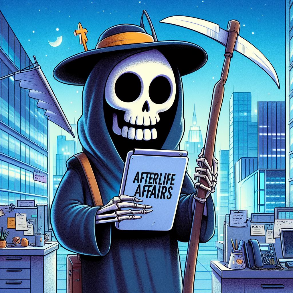 Cover art for Afterlife Affairs Agency, an afterlife scenario on AI Dungeon