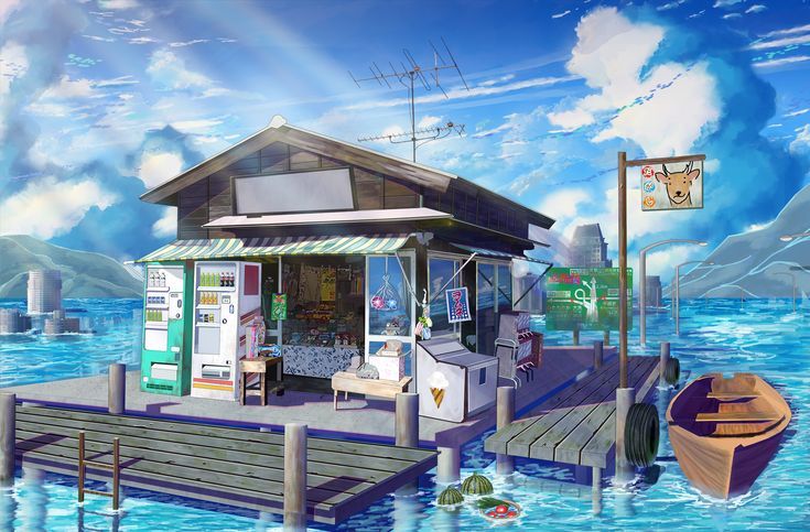 Cover art for Manage A Seaside Shop in Your Summer Break (AC+LoLa), a summer scenario on AI Dungeon
