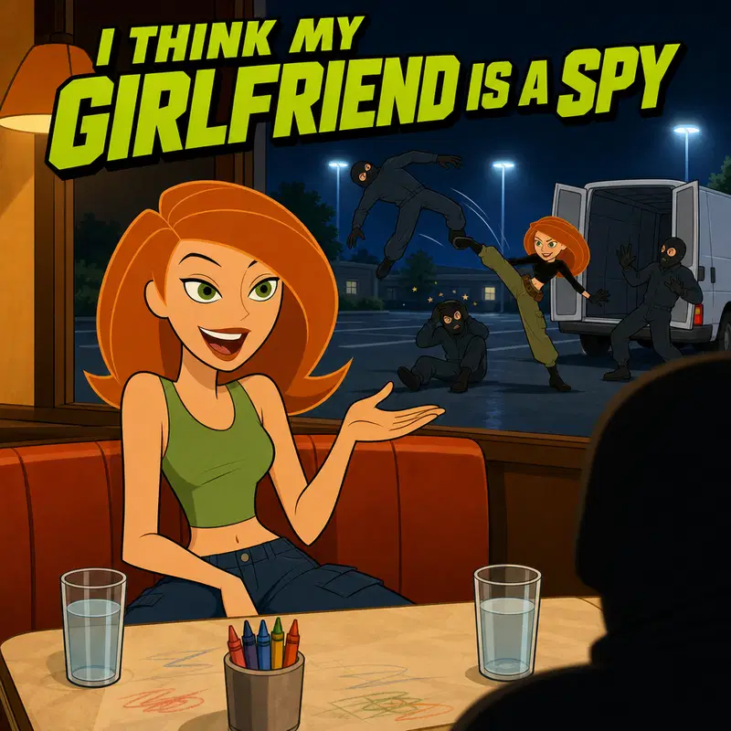 Cover art for I Think My Girlfriend Is A Spy, a comedy scenario on AI Dungeon