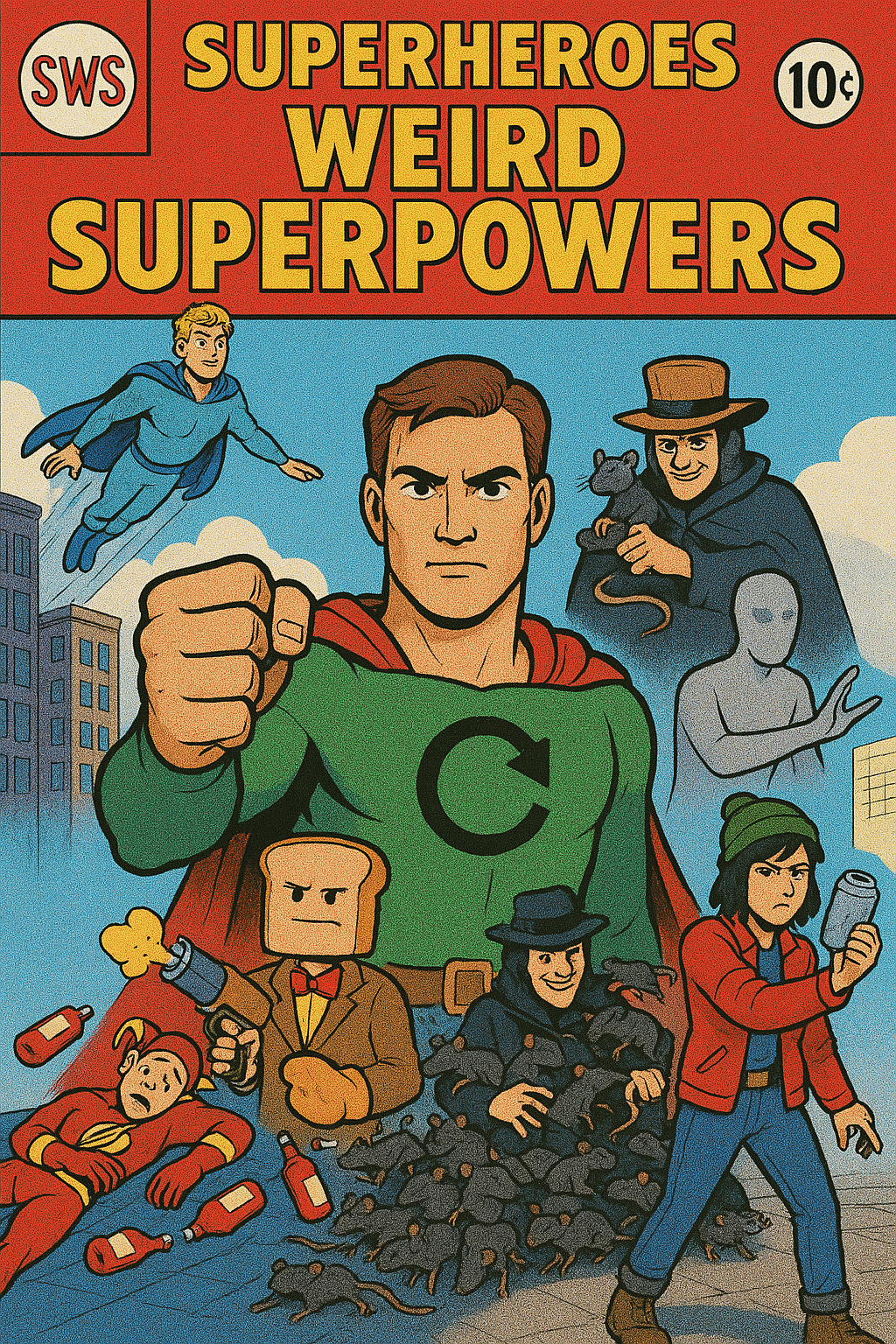 Cover art for Superheroes of Weird Superpowers , a superhero scenario on AI Dungeon