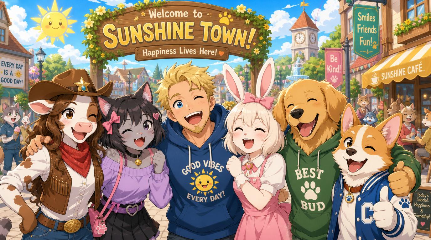 Cover art for Sunshine town! (wholesome!), a comedy scenario on AI Dungeon