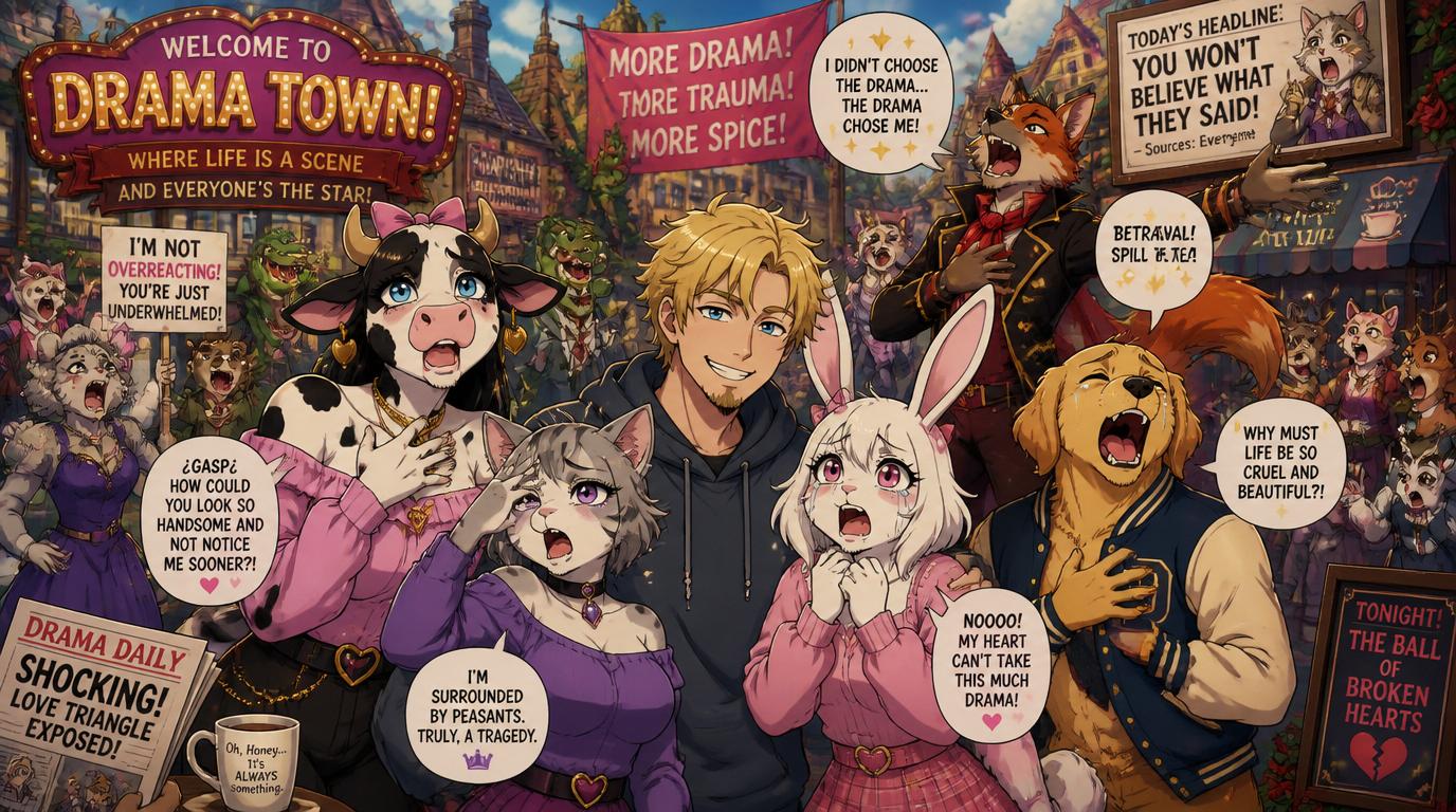 Cover art for Drama Town!, a drama scenario on AI Dungeon