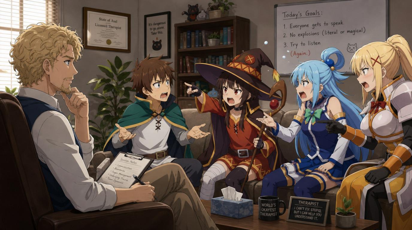 Cover art for Crossover world: Guild Therapist, a comedy scenario on AI Dungeon