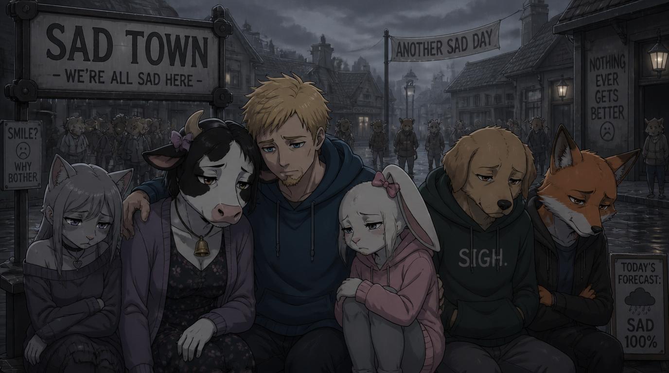 Cover art for Sad Town! (ðŸŽIS), a sad scenario on AI Dungeon