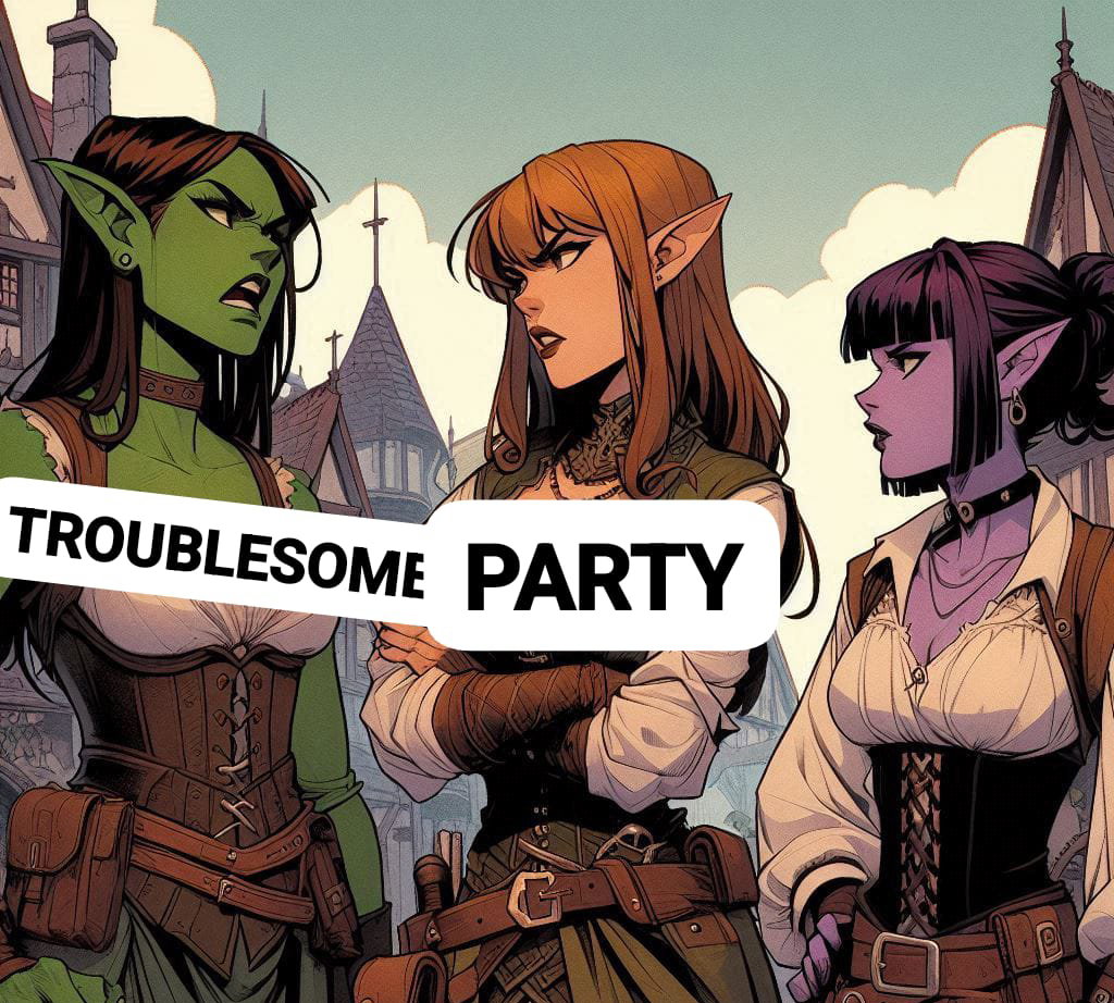 Cover art for Troublesome Party, a fantasy scenario on AI Dungeon
