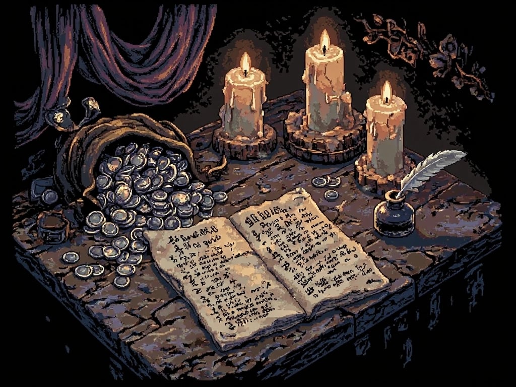 Cover art for 𝑪𝒐𝒊𝒏 & 𝑪𝒂𝒏𝒅𝒍𝒆𝒍𝒊𝒈𝒉𝒕, a shop scenario on AI Dungeon