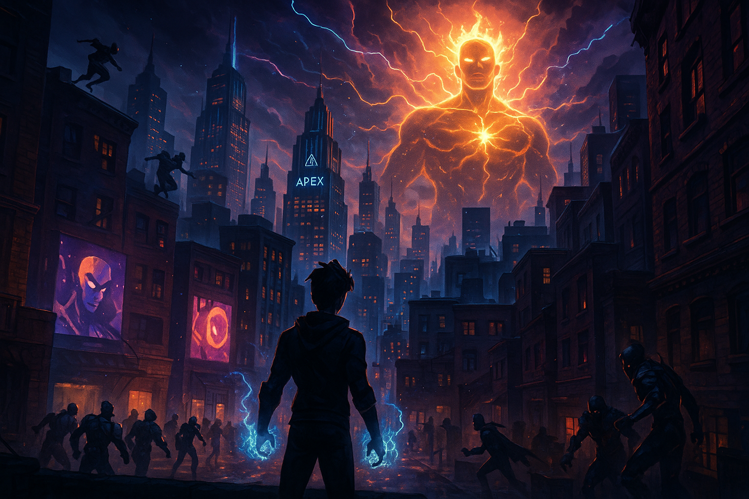 Cover art for Dystilla Adventures - Heroes, Vigilantes, and Villians, a super hero scenario on AI Dungeon