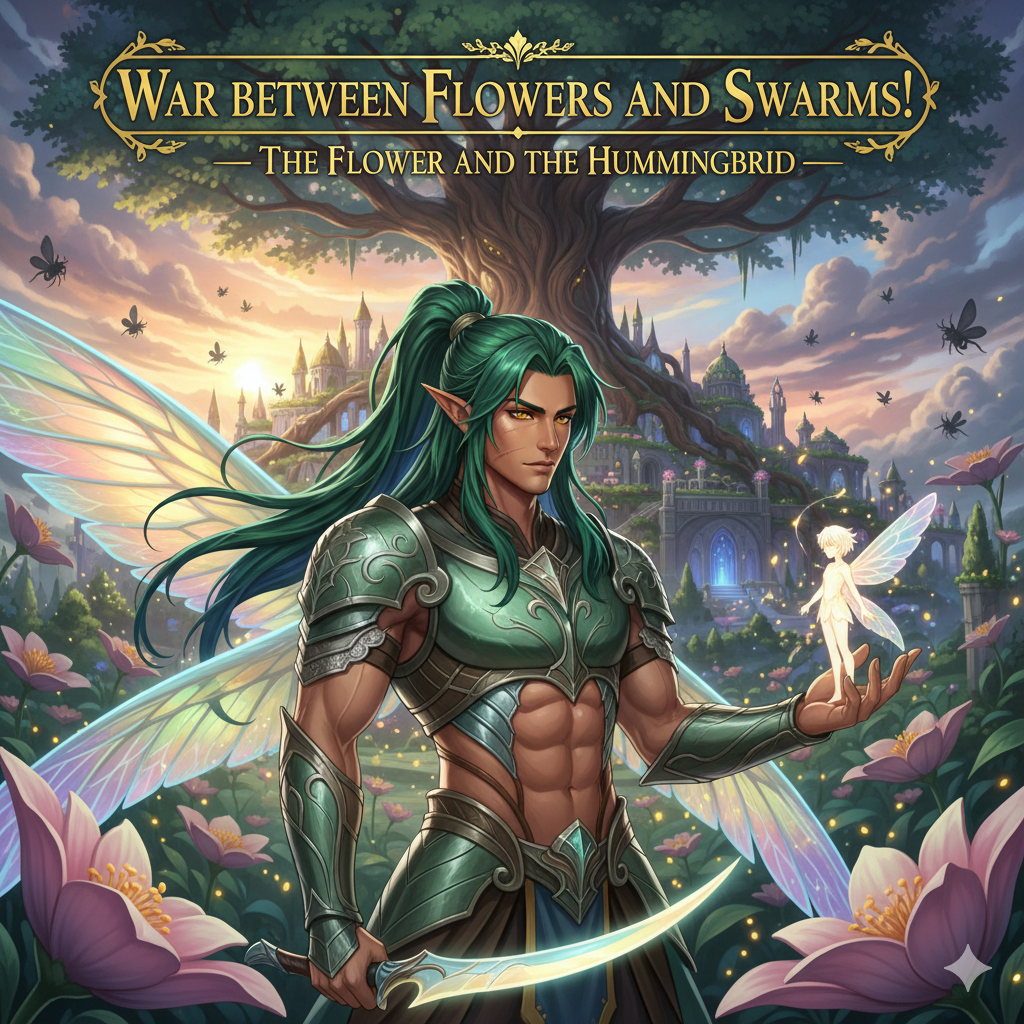 Cover art for War between flowers and swarms! - The flower and the hummingbird, a romance scenario on AI Dungeon