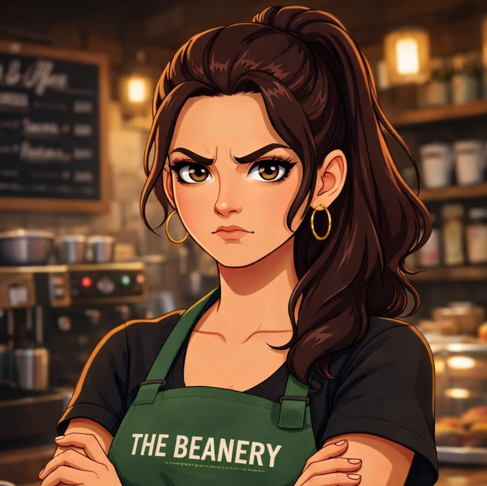 Cover art for Coffee and Complications , a mystery scenario on AI Dungeon
