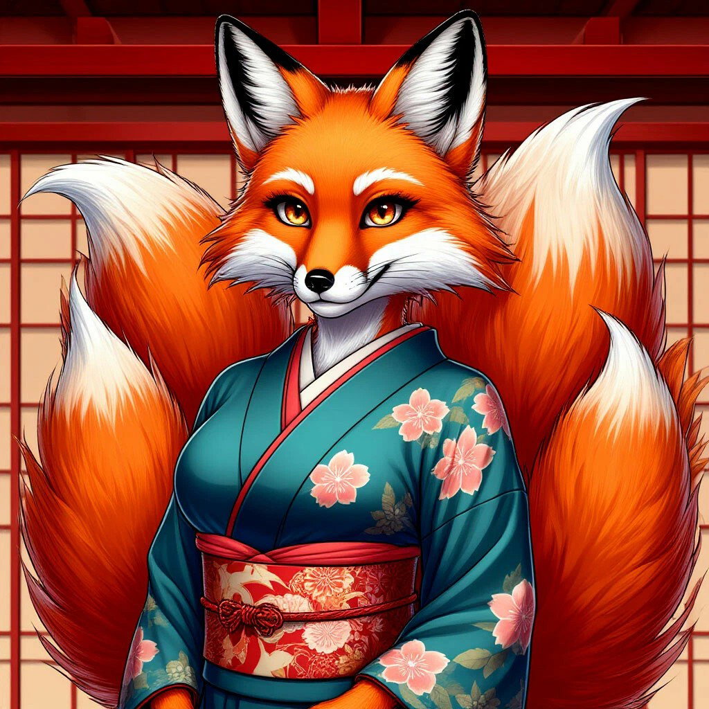 Cover art for Kitsune Akemi, a fantasy scenario on AI Dungeon