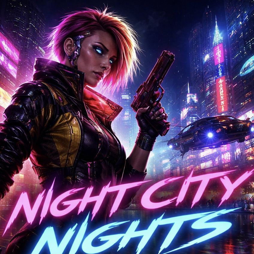 Cover art for Cyberpunk: Night City Nights, a cyberpunk scenario on AI Dungeon