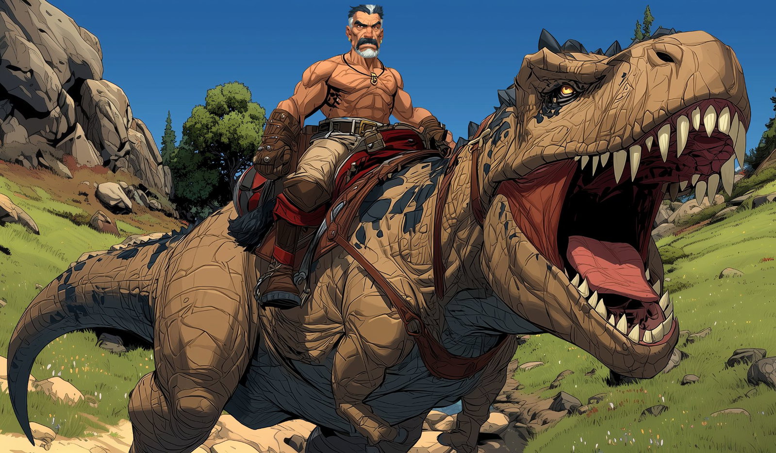Cover art for Dinocalypse: Bader Vicario, a dinosaur scenario on AI Dungeon
