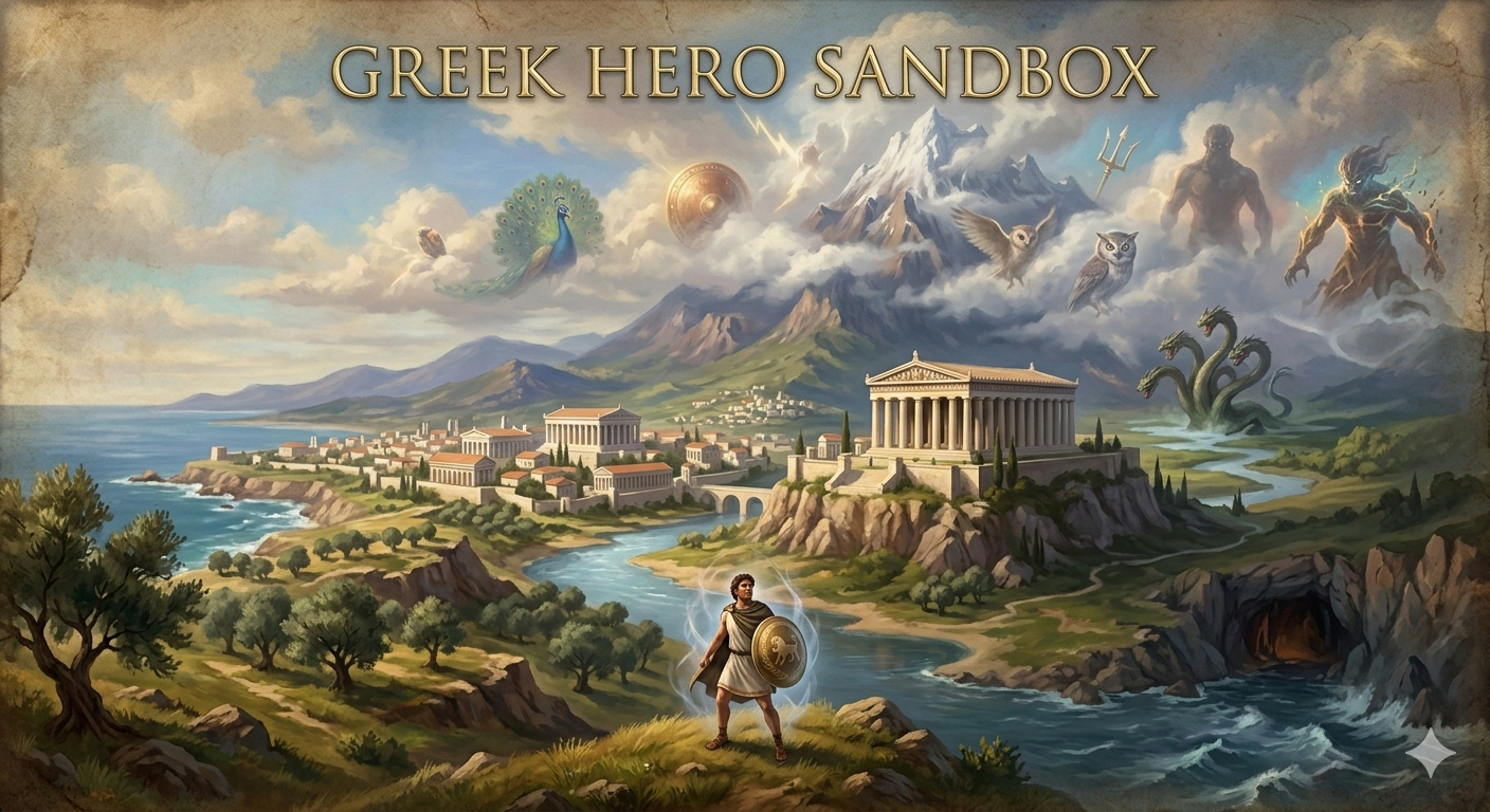 Cover art for Greek Hero Sandbox, a random thoughts inc scenario on AI Dungeon