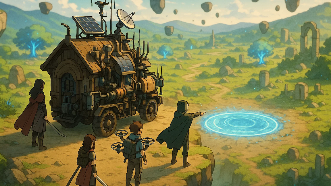 Cover art for The Warp Caravan, a portals scenario on AI Dungeon