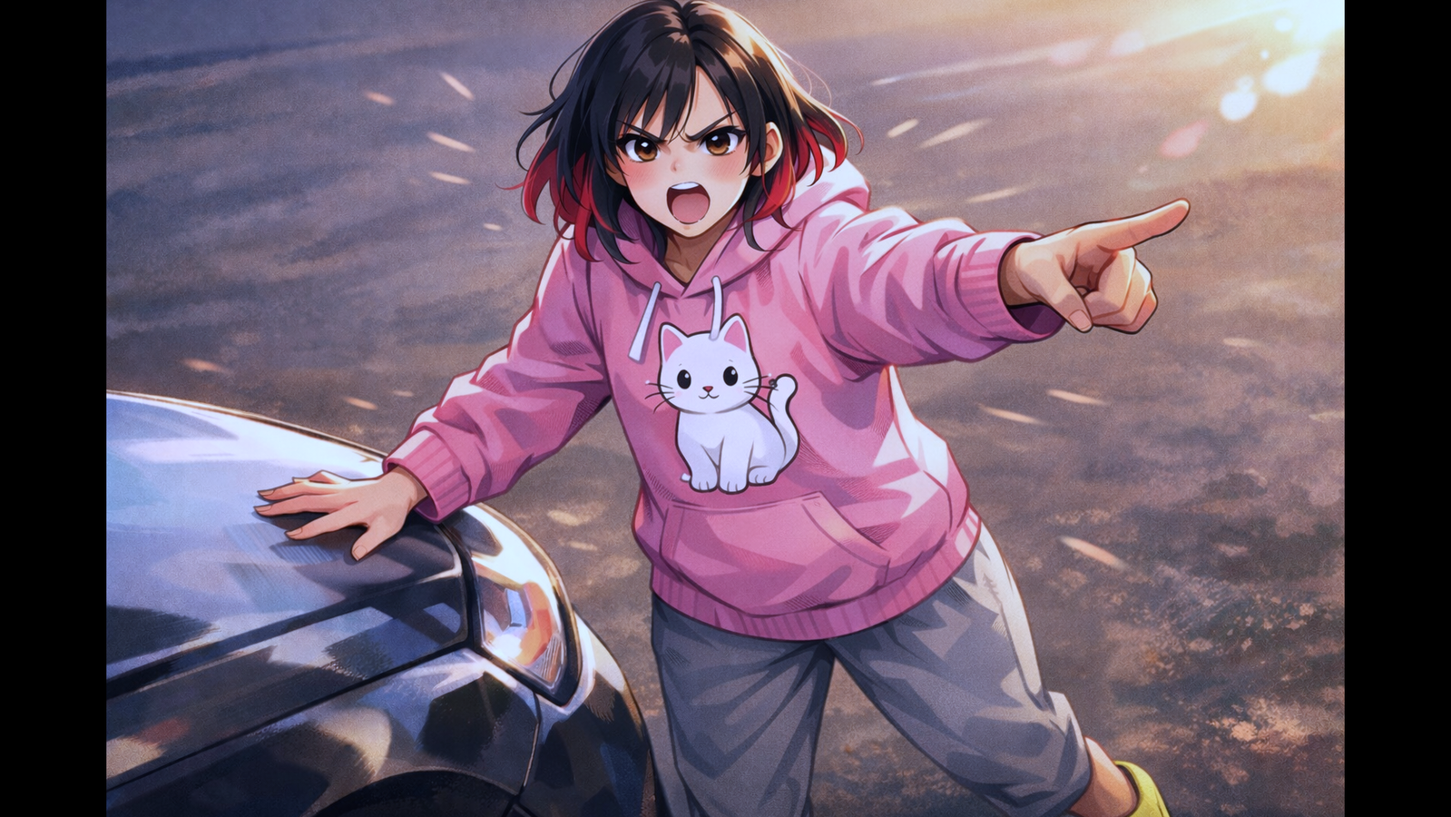 Cover art for Road Rage in a Pink Sweater, a road scenario on AI Dungeon