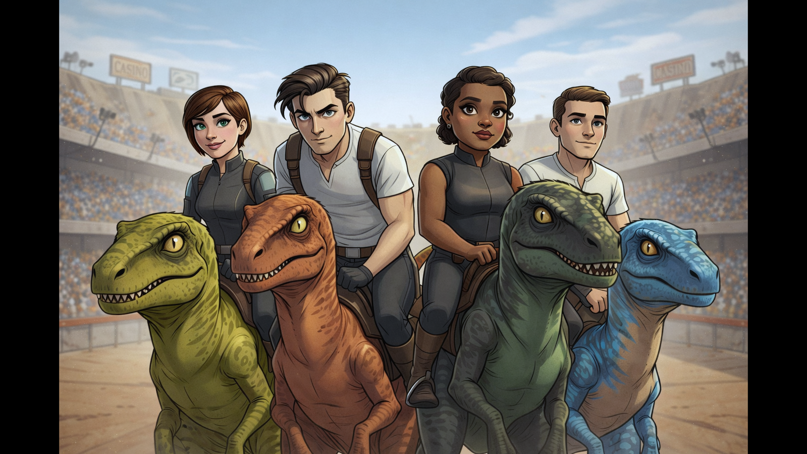 Cover art for Raptor Jockey, a dinosaur scenario on AI Dungeon