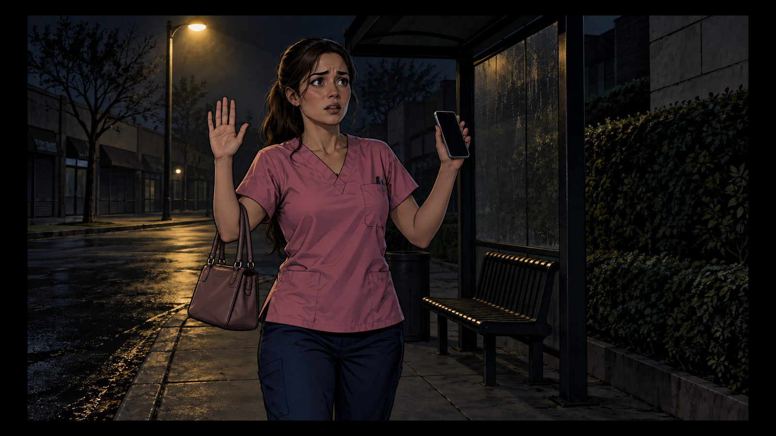 Cover art for The Bus Stop Robbery, an action scenario on AI Dungeon