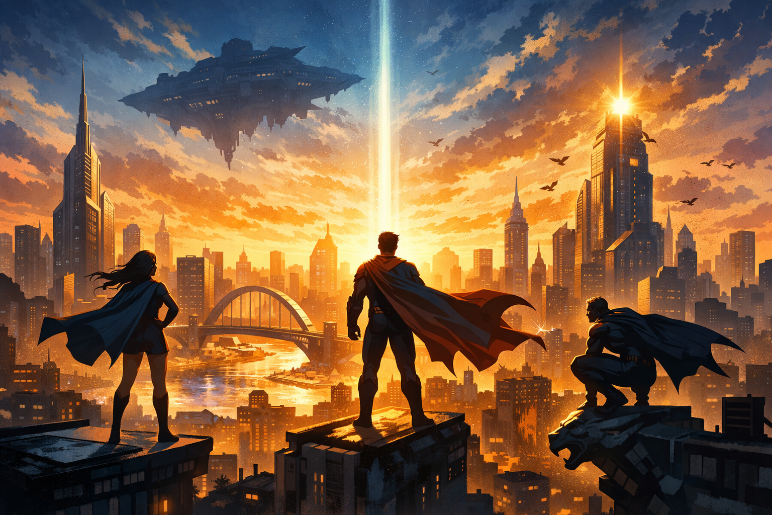 Cover art for The DC Universe, a superhero scenario on AI Dungeon